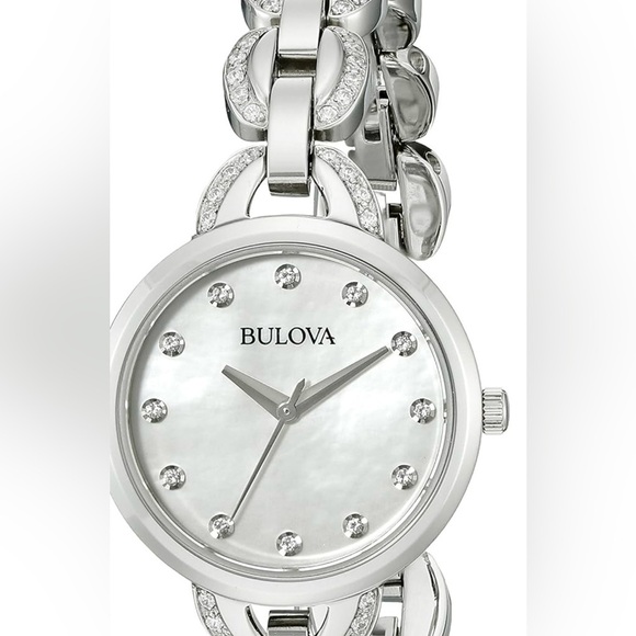 Bulova 96L203 Mother of Pearl Silver-Tone Quartz Women's Bracelet Watch - Picture 1 of 7